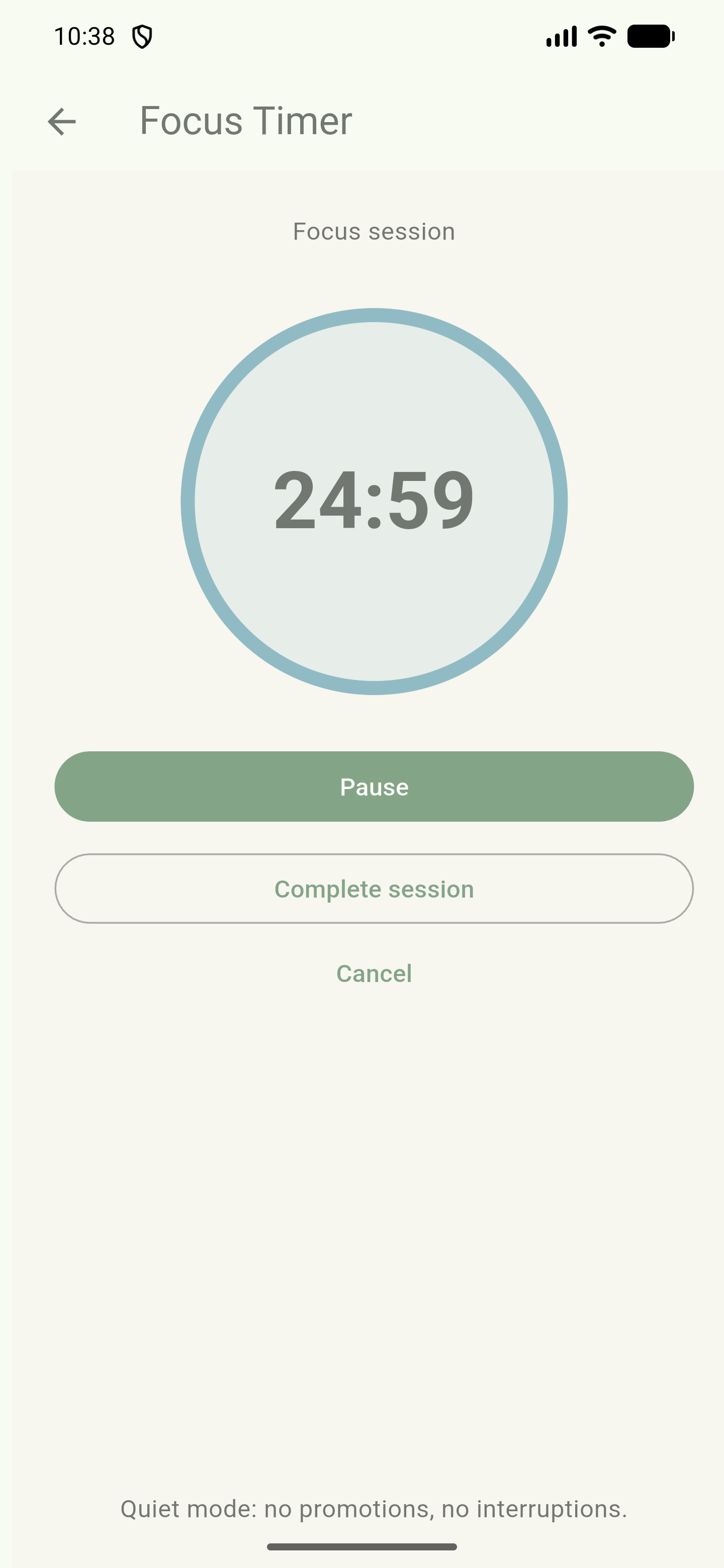 Focus Garden focus timer screen